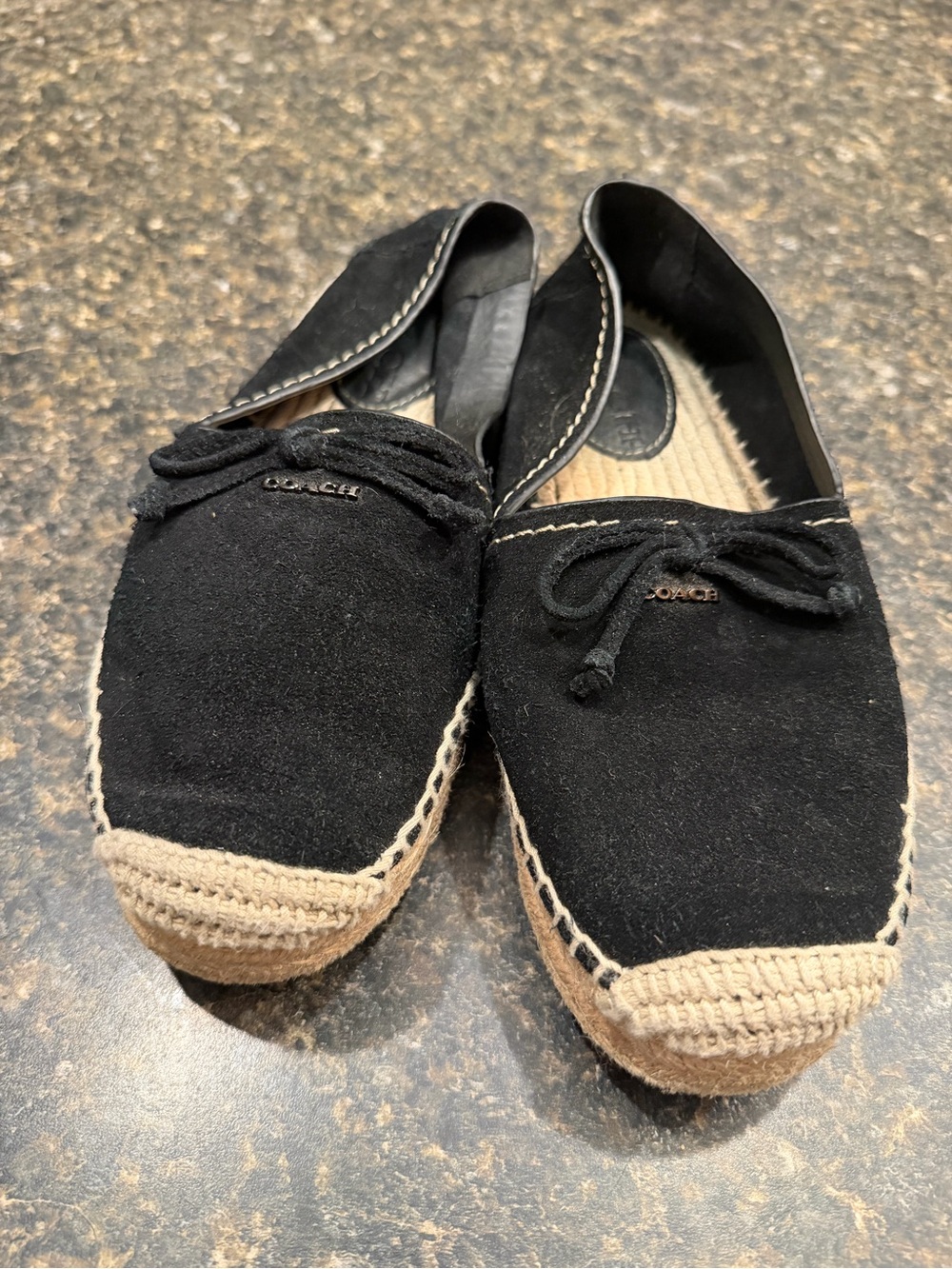 Coach Black Suede Espadrille Slip-On Loafers